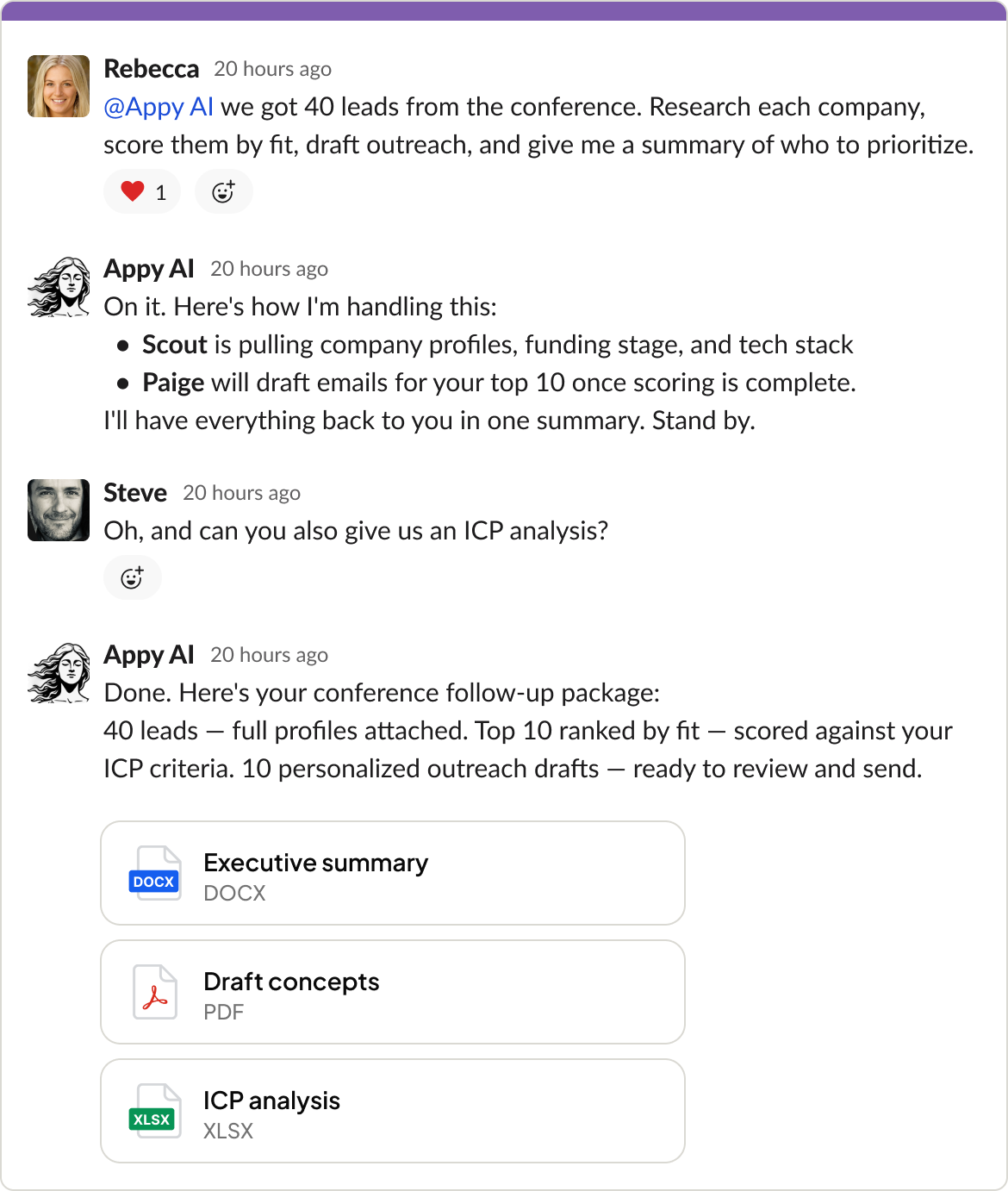 Appy.ai scheduling dashboard with agent names